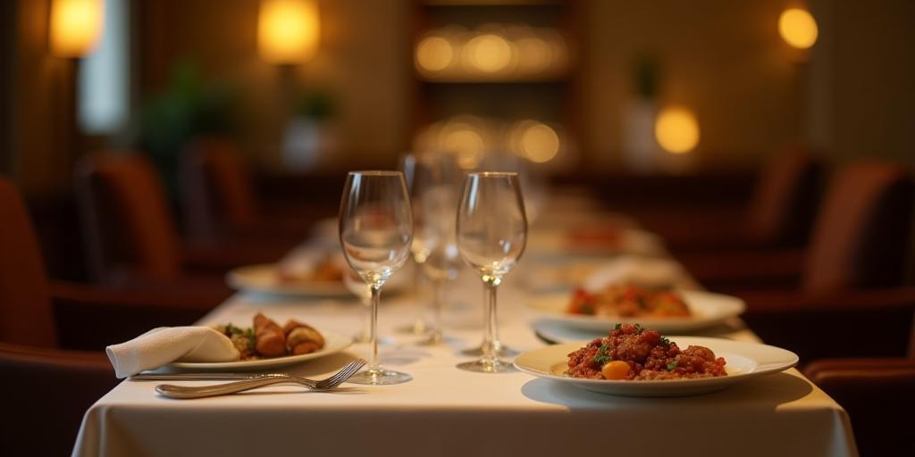 Elegant table setting at Ristorante Allegra Tavola with traditional Roman food