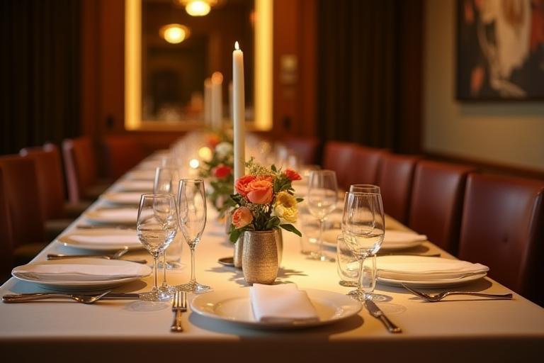 Elegant table setting in a private dining room at Allegra Tavola