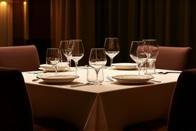 A beautifully set table in a private dining room